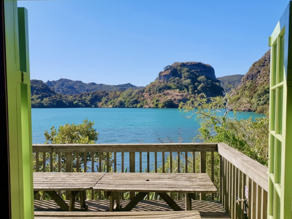  a wooden picnic table at the Lane Cove Hut