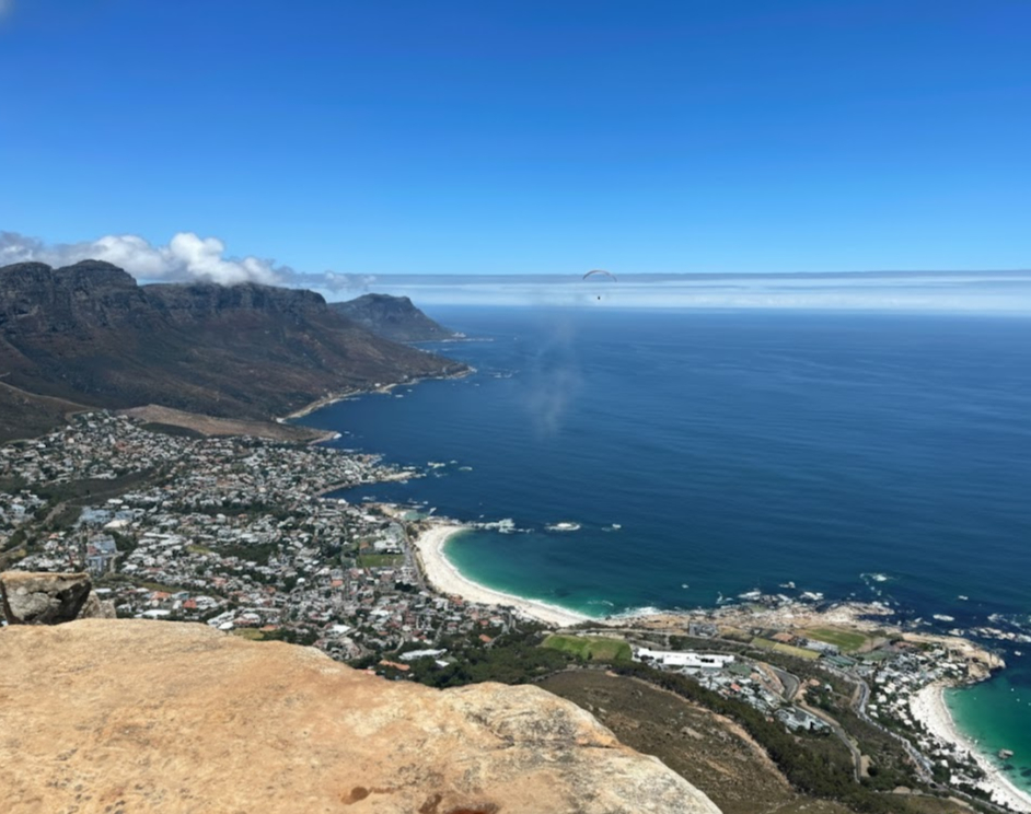the view of beaches from the top of a cliff top a fun activity in Cape Town