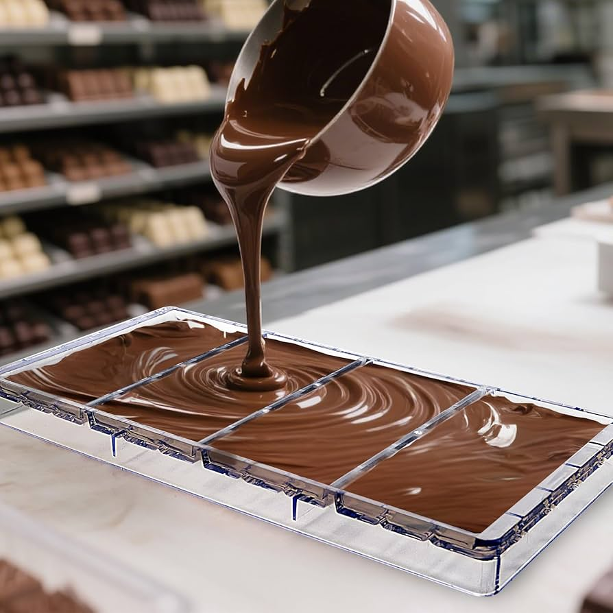 Liquid chocolates in plastic molds