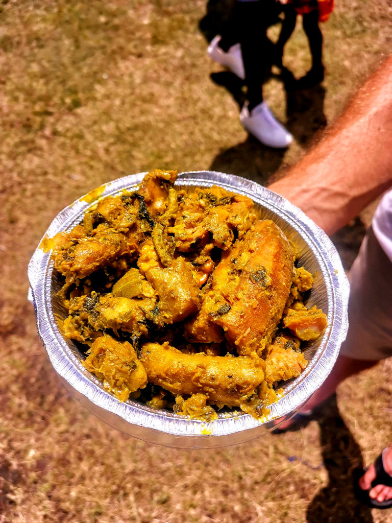 A bowl of oil down one of the unique things to do in Grenada for food lovers