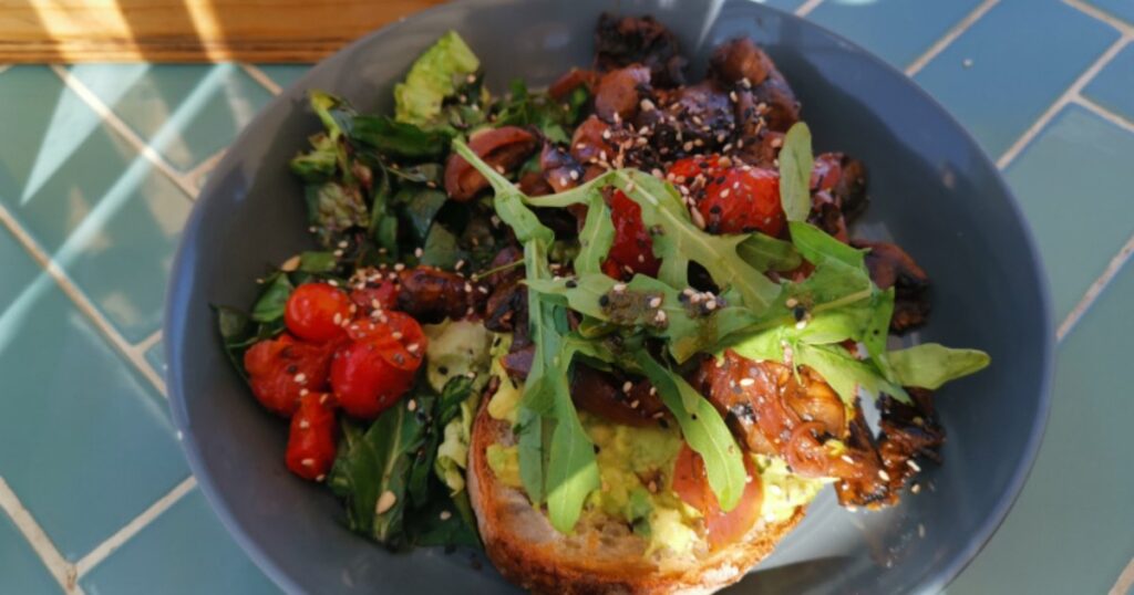 Smash Sourdough Toast with caramelized onions