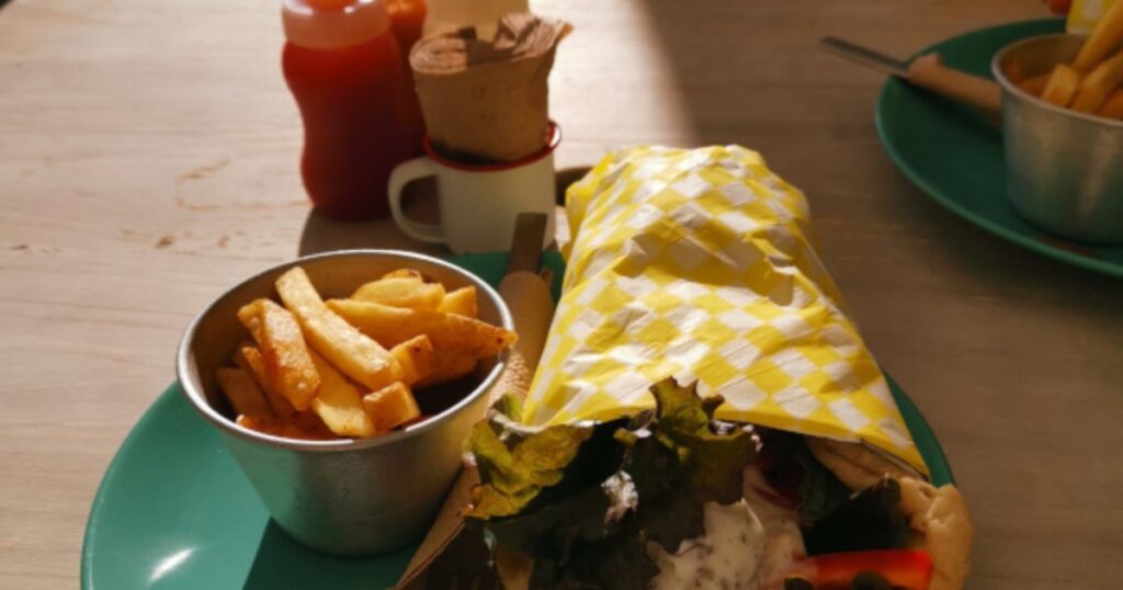 The Gyros Falafel comes with fries